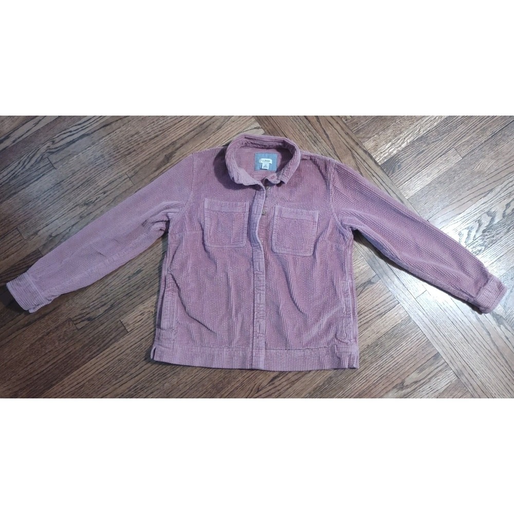LL Bean Womens XS Petite Corduroy Shirt Jacket Dusty Rose Pink Cotton Shacket